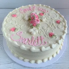 Cross with Roses and Scrolls Cake - VEGAN