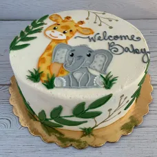 Giraffe and Elephant Cake for Baby Shower — 8" (Serves 8-12) / Chocolate