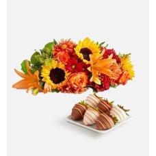 Fields of Europe® for Fall With Gourmet Autumn Dipped Strawberries (Fields of Europe® for Fall Bouquet Only with 6ct Autumn Dipped Strawberries)