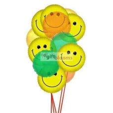 Smiley Balloon Bouquet (3 Latex and 6 Mylar Balloons)