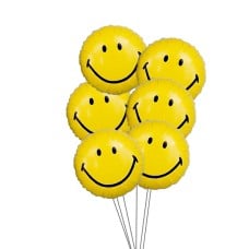 Smiley Balloon Bouquet (6 Mylar Balloons)