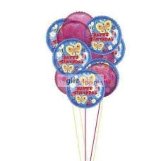 Pinkish Balloons saying Happy Birthday (6 Latex and 6 Mylar Balloons)