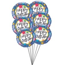 Pinkish Balloons saying Happy Birthday (6 Mylar Balloons)