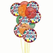 Cheerful happy birthday balloons (3 Latex and 6 Mylar Balloons)