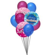 Bunch of lovely happy birthday balloons (3 Mylar Balloons & 6 Latex Balloons)