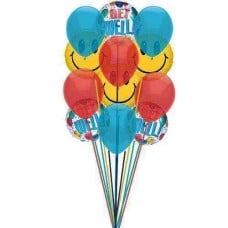 Grouped getwell balloons (6 Latex and 6 Mylar Balloons)