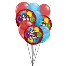 Get well Soon wishes (3 Mylar Balloons & 6 Latex Balloons)