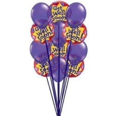 Purply getwell balloons (3 Latex and 6 Mylar Balloons)