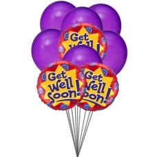 Purply getwell balloons (3 Mylar Balloons & 6 Latex Balloons)