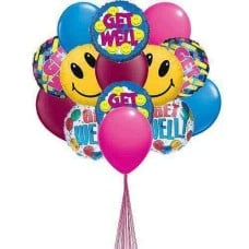 Wishes for Getwell - balloons (4 Latex and 4 Mylar Balloons)