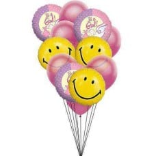 Smiley gift for crying baby (6 Mylar and 6 Latex Balloons)