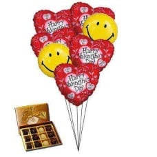 Smiley heart balloons with Chocolates