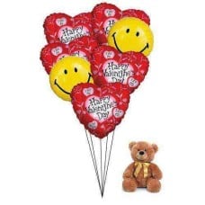 Happy heart balloons with teddy