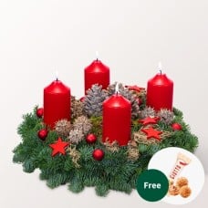 Red Coloured Wreath (Ø 25cm) with 2 Ferrero Rocher
