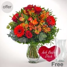 Flower Bouquet Blumensymphonie in set with vase & Plush heart