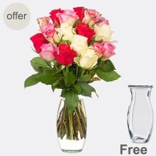 40 Tulips In A Bunch With Premium Vase and 2 Ferrero Rocher