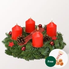Wreath Red Glory (Ø 25 cm) with 3 Ferrero Giotto