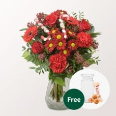 Flower Bouquet SchÃ¶ne Bescherung with vase & 3 Ferrero Giotto