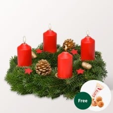 Red-Golden Wreath (Ø 30 cm) with 3 Ferrero Giotto