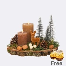 Candle Dream on wood with 2 Ferrero Rocher