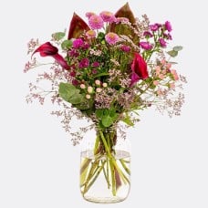 Flower Bouquet Papageno with vase & Lindt Pralinés