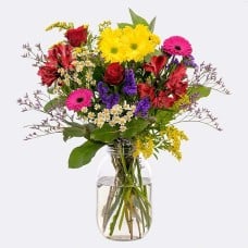 Flower Bouquet Sonnenschein with vase and merci chocolate
