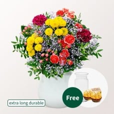 Flower Bouquet Blutenfreude with vase & 3 Ferrero Giotto