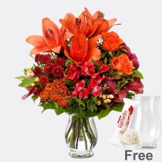 Flower Bouquet Blutenstar with vase & Ferrero Raffaello