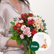 Flower Bouquet Liebesbrise with vase & 3 Ferrero Giotto