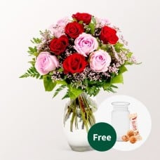 Rose Bouquet Harmony with Vase & 2 Ferrero Rocher