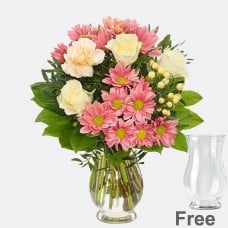 Flower Bouquet Spring Morning with vase & 2 Ferrero Rocher