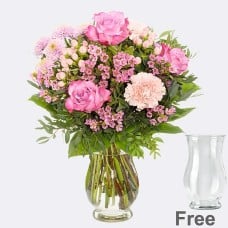 Flower Bouquet Purple with vase & 2 Ferrero Rocher