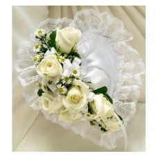 White Satin Casket Heart Pillow (Basic)