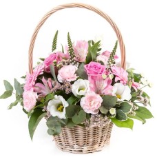 Pink and Cream Basket Arrangement (Medium)