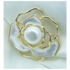 Mother-of-Pearl Petal Flower Brooch