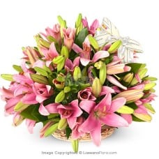 BASKET OF SUMMERSET LILIES (PINK LILIES)
