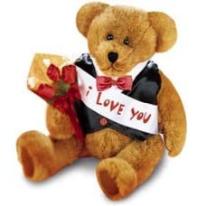 Customizable Message Bear With Roses