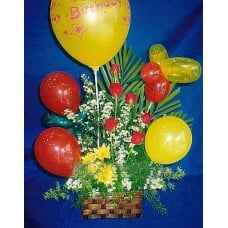 Balloons With Rose Basket