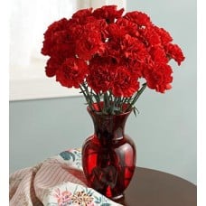 Red Carnations In A Vase