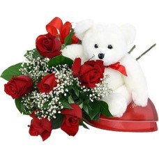 Red Roses With Chocolate And Bear