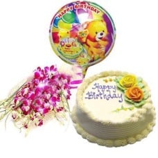 Cooper'S - 2.2 Pounds Cake With Orchids And Birthday Balloon