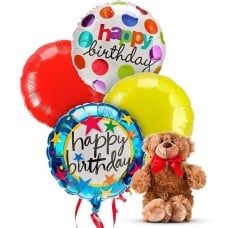 Birthday Balloons With Teddy Bear