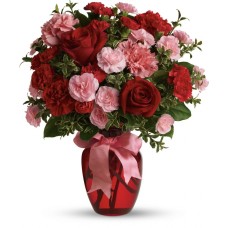 Carnations And Roses In A Vase