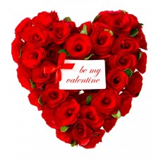 Heart Shaped Roses With Text Be My Valentine