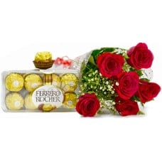 (74) Red Roses W/ Ferrero Rocher Chocolate