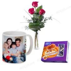 Flower W/ Photo mugs & Chocolates