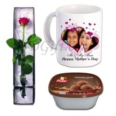Picture Mug W/ Ice-Cream & Red Rose