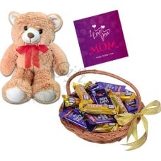 Chocolate basket with teddy bear & card