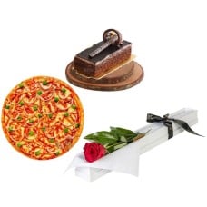 Pizza,Pastry & Rose Box Combo