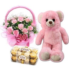 (24) Multicolor Rose Basket W/ Ferrero Rocher Chocolate